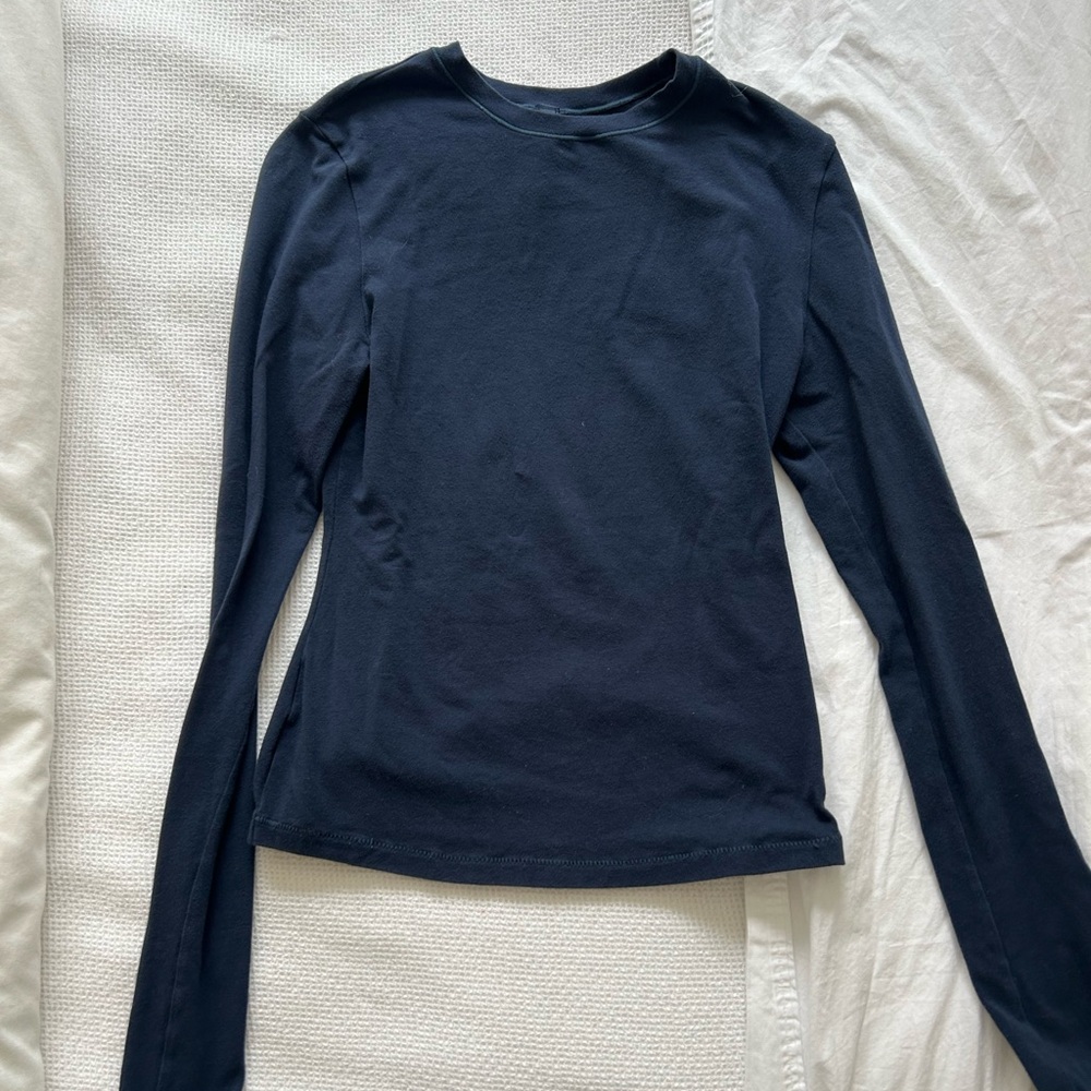 SKIMS Blue Fitted Long Sleeve Tee